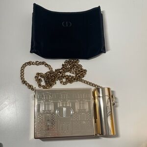 DIOR ROUGE Gold Minaudiere Pouch Clutch Handbag LIMITED EDITION 2021 Christmas